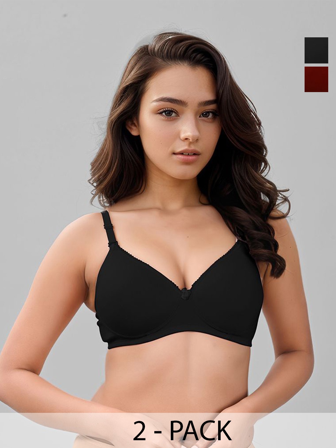 LUX VENUS Set of 2 Full Coverage Lightly Padded Cotton Everyday Bra with All Day Comfort, Black
LUX VENUS Set of 2 Full Coverage Lightly Padded Cotton Everyday Bra with All Day Comfort, Black
