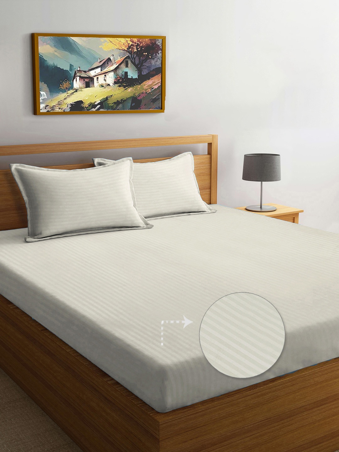 FABINALIV Cream-Coloured Striped 300 TC Breathable King Bedsheet With 2 Pillow Covers
FABINALIV Cream-Coloured Striped 300 TC Breathable King Bedsheet With 2 Pillow Covers