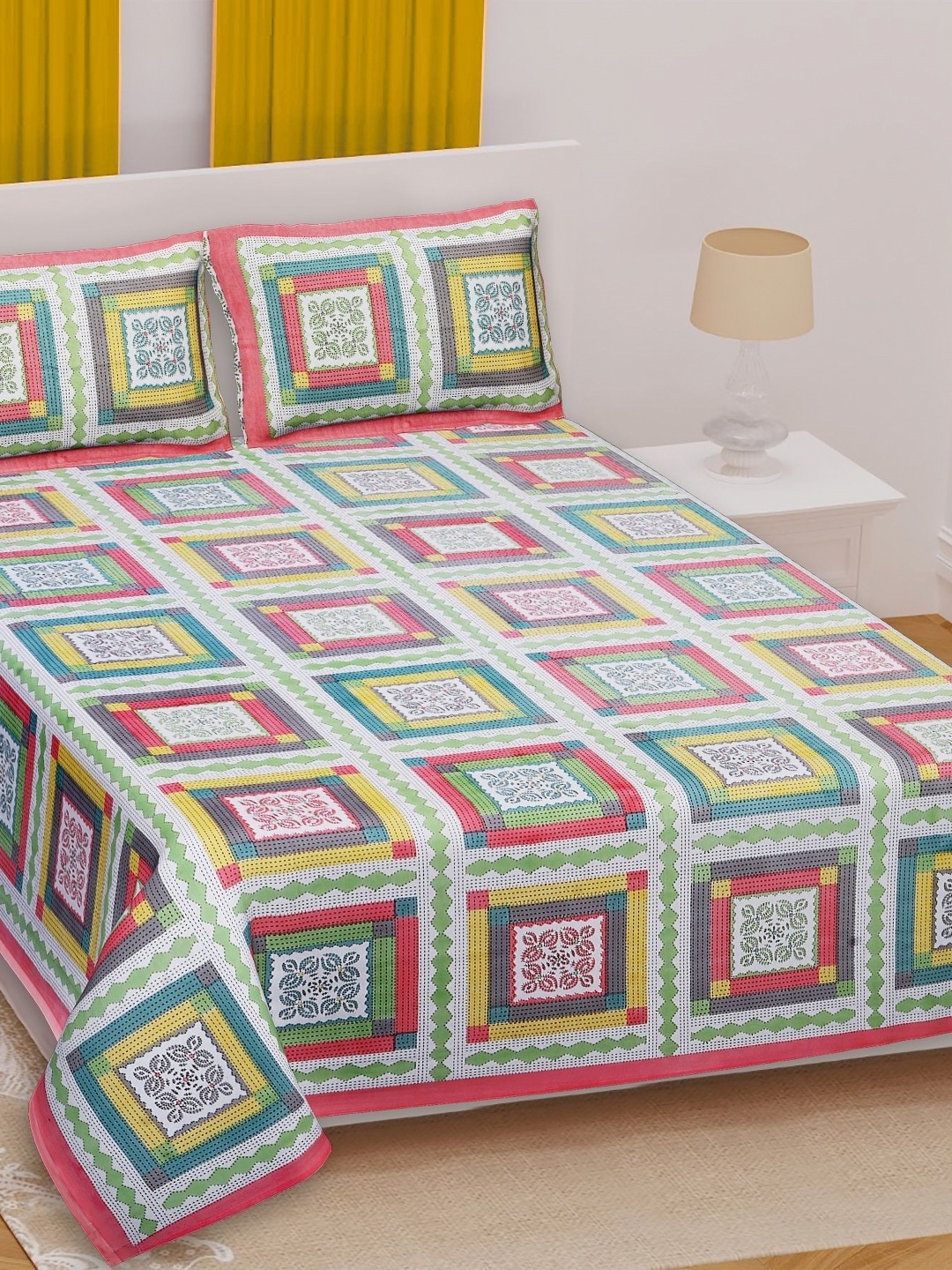 Texstylers Red & Green Ethnic Motifs Cotton 210 TC Queen Bedsheet With 2 Pillow Covers
Texstylers Red & Green Ethnic Motifs Cotton 210 TC Queen Bedsheet With 2 Pillow Covers