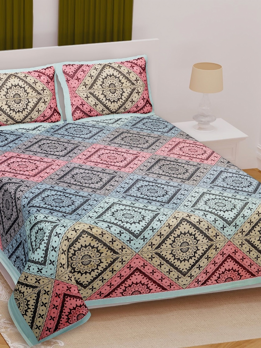 Texstylers Blue & Pink Ethnic Motifs Cotton 210 TC Queen Bedsheet With 2 Pillow Covers
Texstylers Blue & Pink Ethnic Motifs Cotton 210 TC Queen Bedsheet With 2 Pillow Covers
