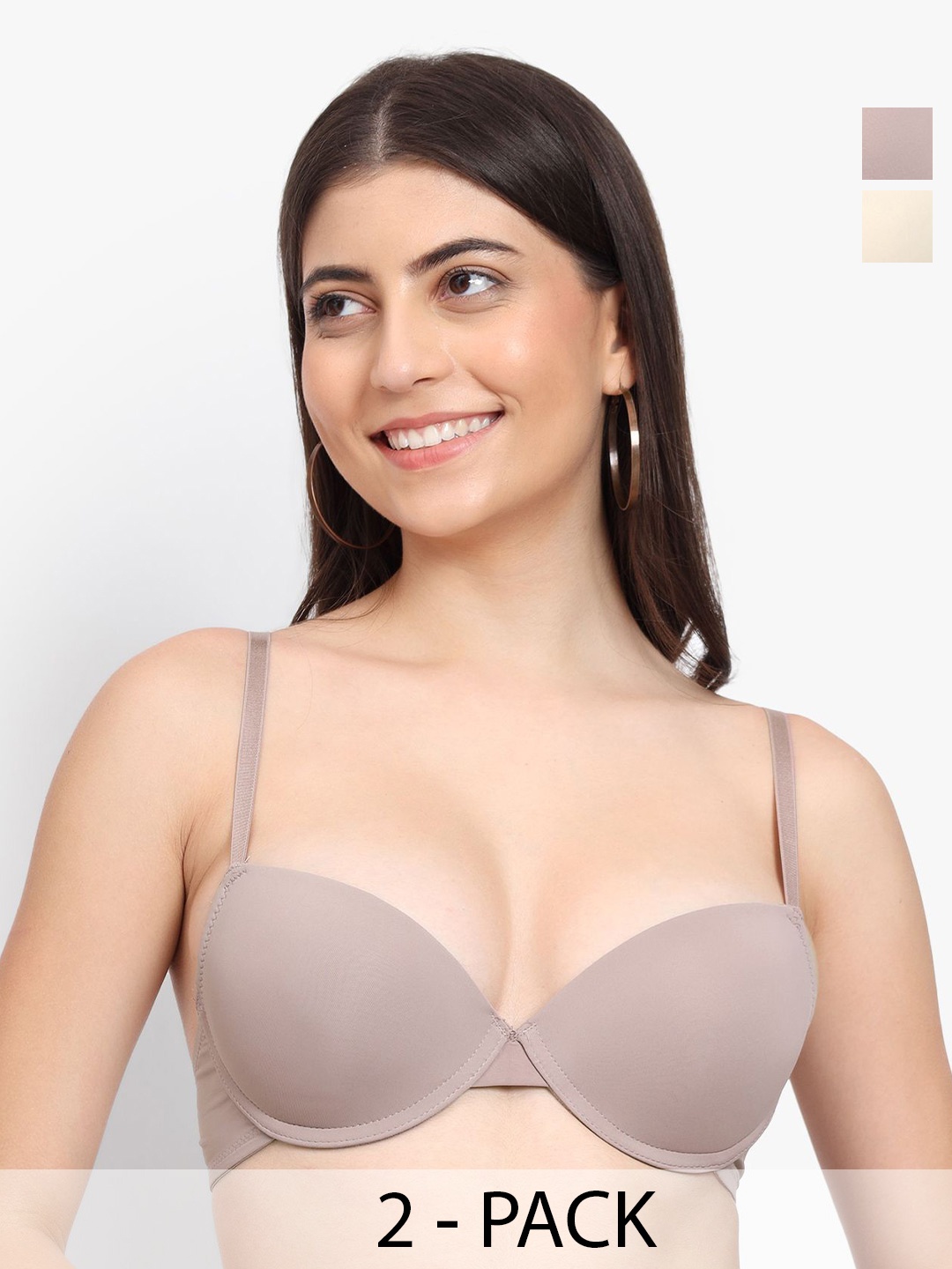 PARKHA Pack Of 2 Medium Coverage Underwired Heavily Padded T-shirt Bra- All Day Comfort, Beige
PARKHA Pack Of 2 Medium Coverage Underwired Heavily Padded T-shirt Bra- All Day Comfort, Beige