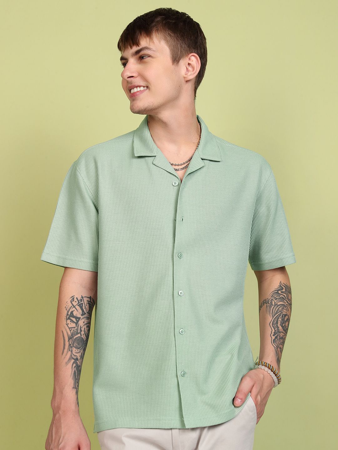 HIGHLANDER Men Textured Relaxed Fit Drop Shoulder Cuban Collar Half Sleeve Shirt, Green
HIGHLANDER Men Textured Relaxed Fit Drop Shoulder Cuban Collar Half Sleeve Shirt, Green