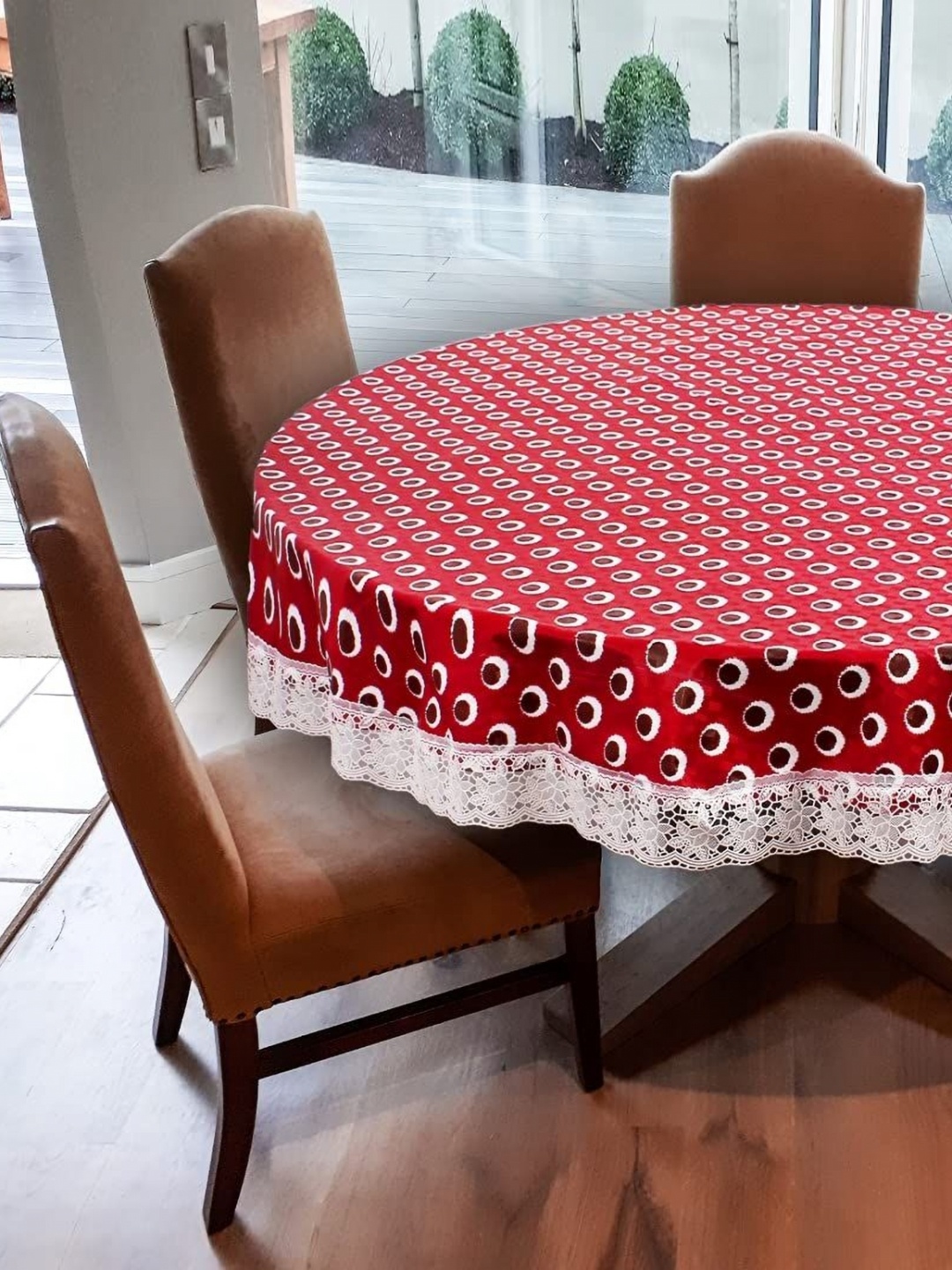 Dakshya Industries Red & White Printed Embellished Waterproof Round Shaped Table Cover
Dakshya Industries Red & White Printed Embellished Waterproof Round Shaped Table Cover