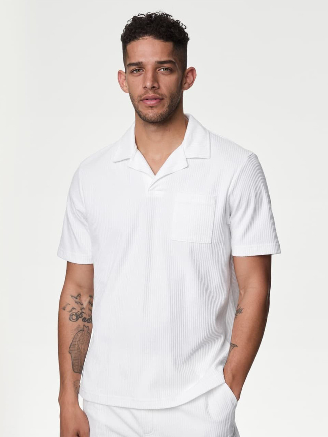 Marks & Spencer Men Polo Collar Pockets T-shirt, White 
Marks & Spencer Men Polo Collar Pockets T-shirt, White