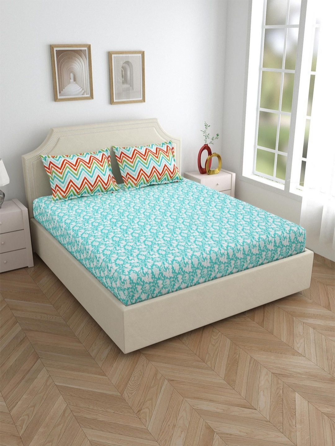 Salona Bichona Blue & White Floral Cotton 144 TC Queen Bedsheet with 2 Pillow Covers
Salona Bichona Blue & White Floral Cotton 144 TC Queen Bedsheet with 2 Pillow Covers