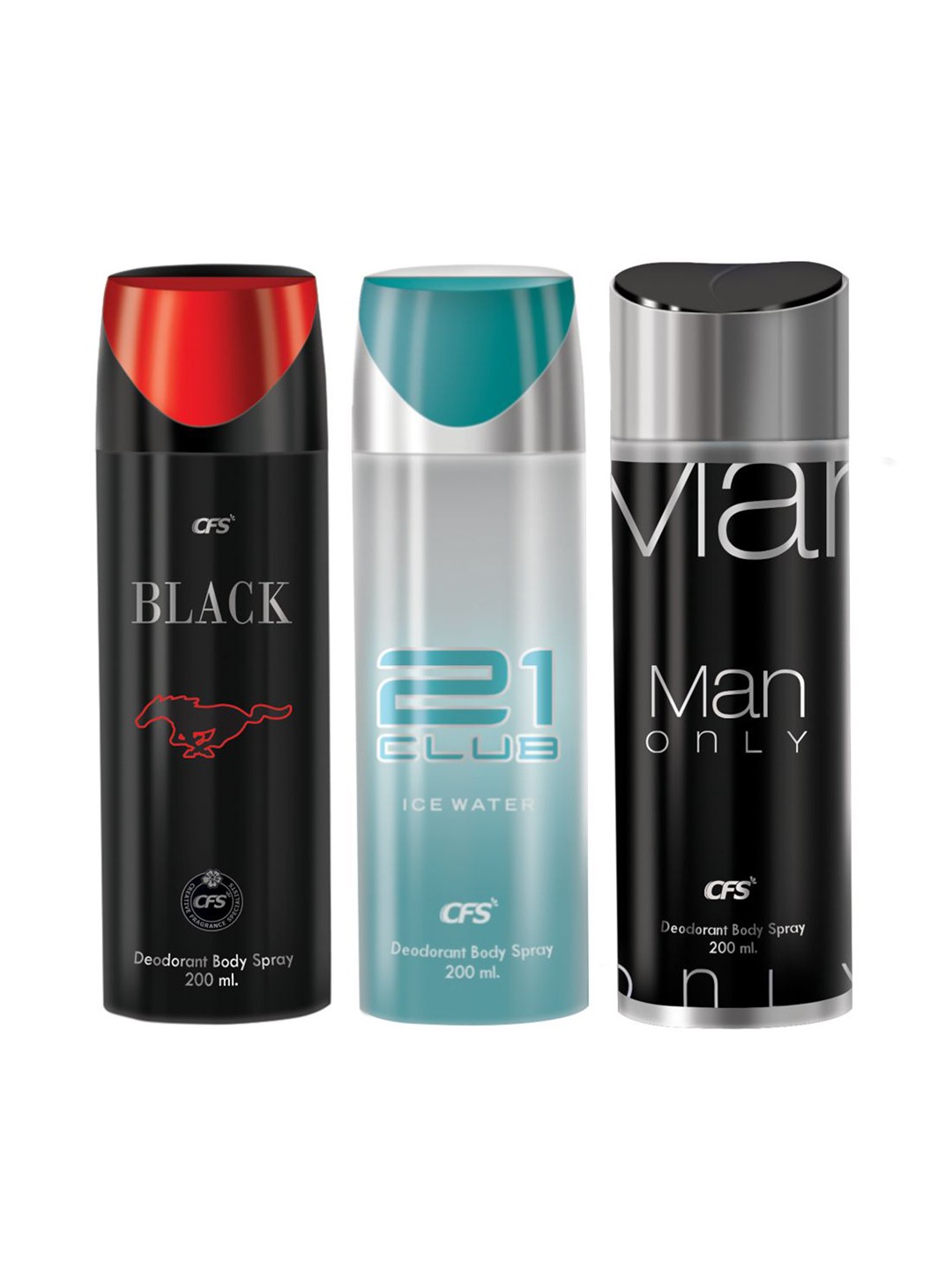CFS Set Of 3 Black & 21 Club & Oudh Black Deodorant Body Spray - 200ml Each, Transparent
CFS Set Of 3 Black & 21 Club & Oudh Black Deodorant Body Spray - 200ml Each, Transparent
