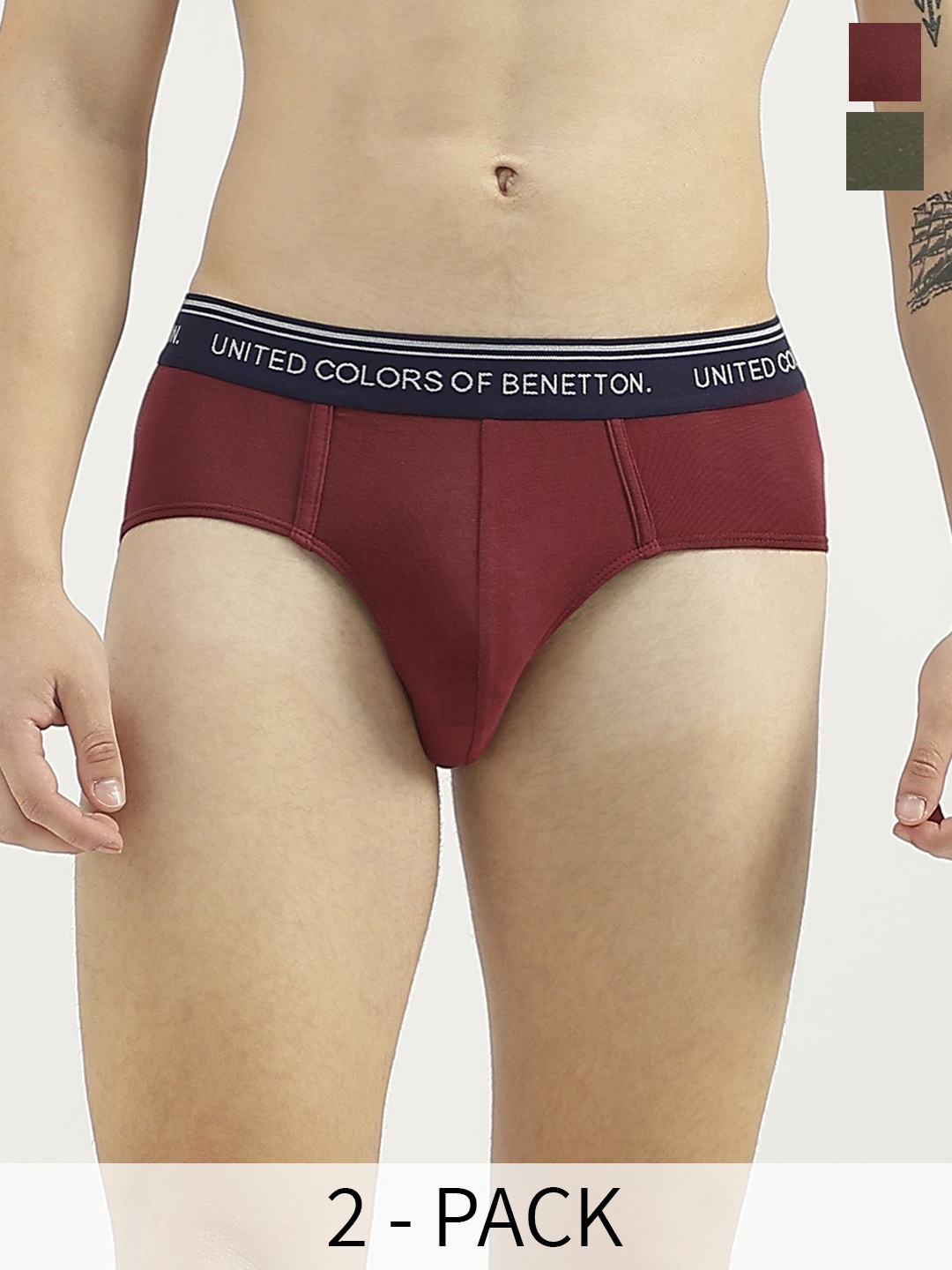 United Colors of Benetton Pack Of 2 Low -Rise Basic Briefs 24P3MODAL008I902XS, Maroon
United Colors of Benetton Pack Of 2 Low -Rise Basic Briefs 24P3MODAL008I902XS, Maroon