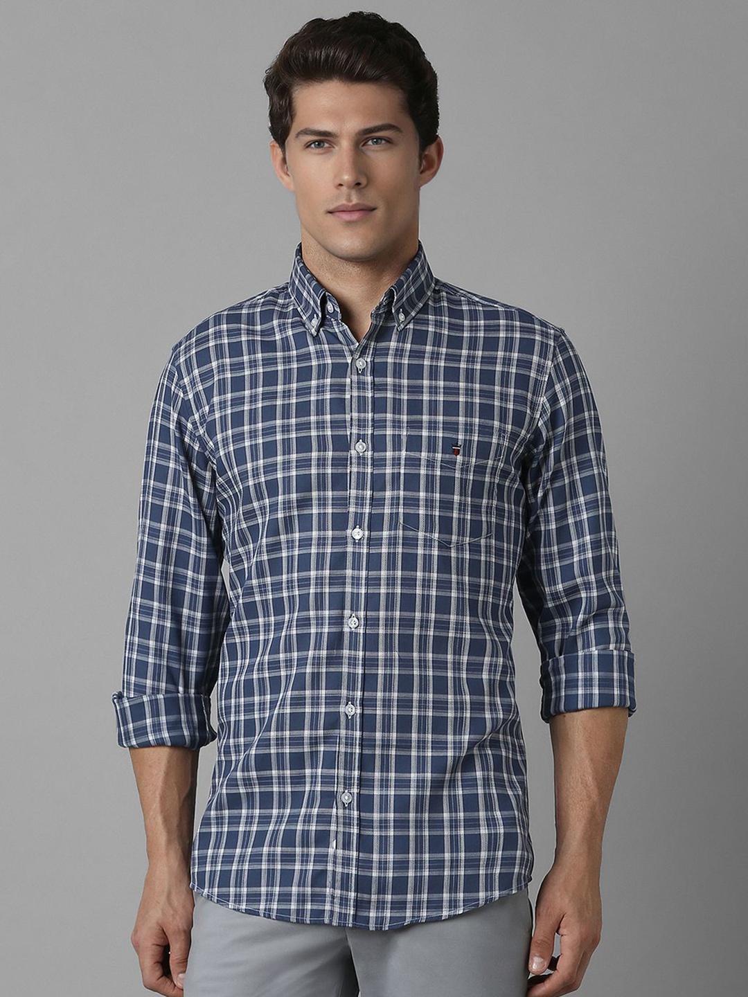 Louis Philippe Sport Men Slim Fit Opaque Checked Casual Shirt, Navy blue
Louis Philippe Sport Men Slim Fit Opaque Checked Casual Shirt, Navy blue
