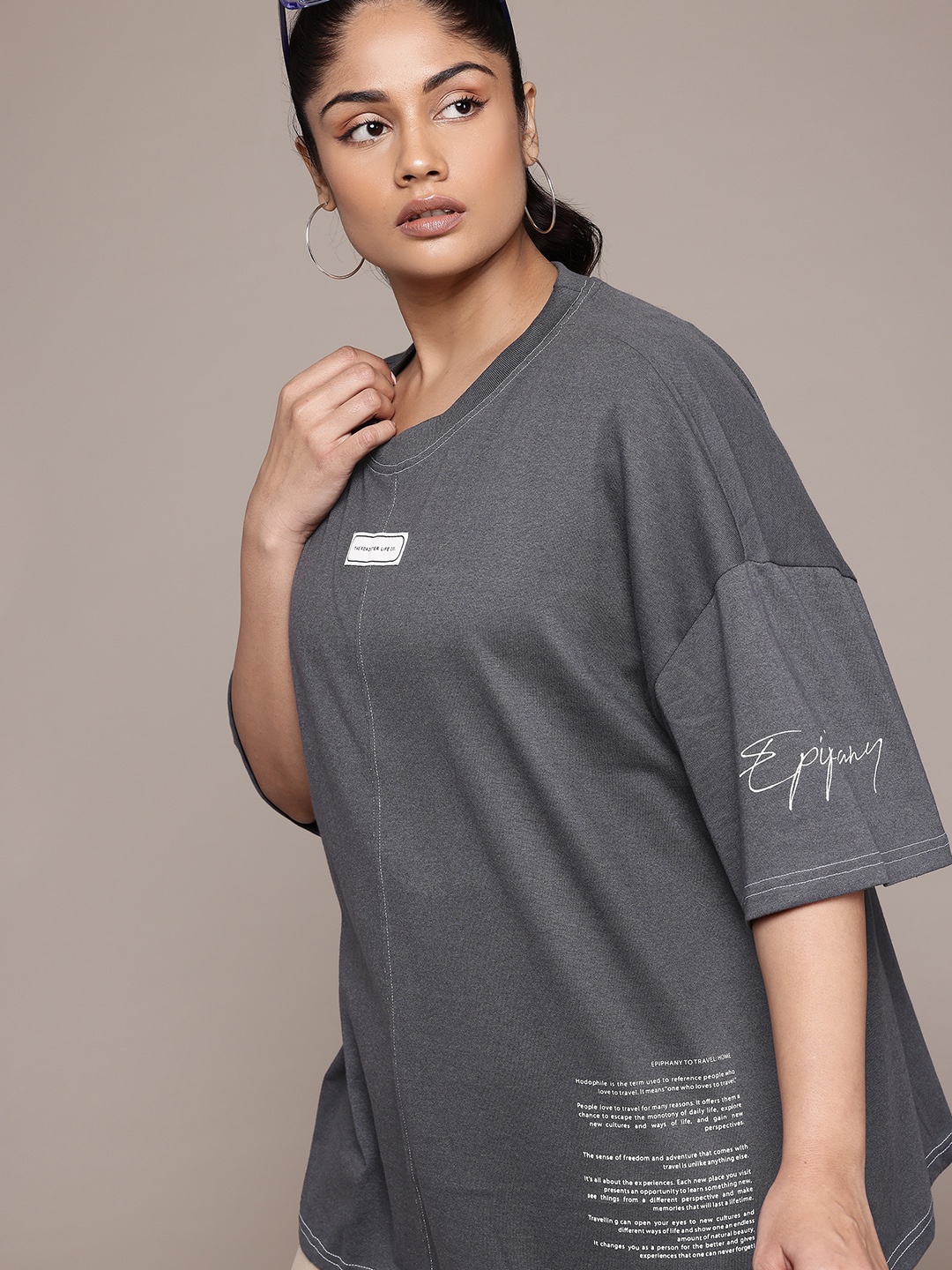 The Roadster Lifestyle Co. Plus Size Printed Drop-Shoulder Sleeves Oversized T-shirt, Charcoal
The Roadster Lifestyle Co. Plus Size Printed Drop-Shoulder Sleeves Oversized T-shirt, Charcoal