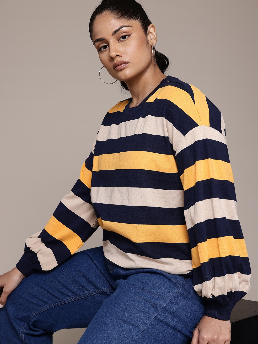 The Roadster Lifestyle Co. Plus Size Striped Drop-Shoulder Sleeves T-shirt, Navy blue
The Roadster Lifestyle Co. Plus Size Striped Drop-Shoulder Sleeves T-shirt, Navy blue