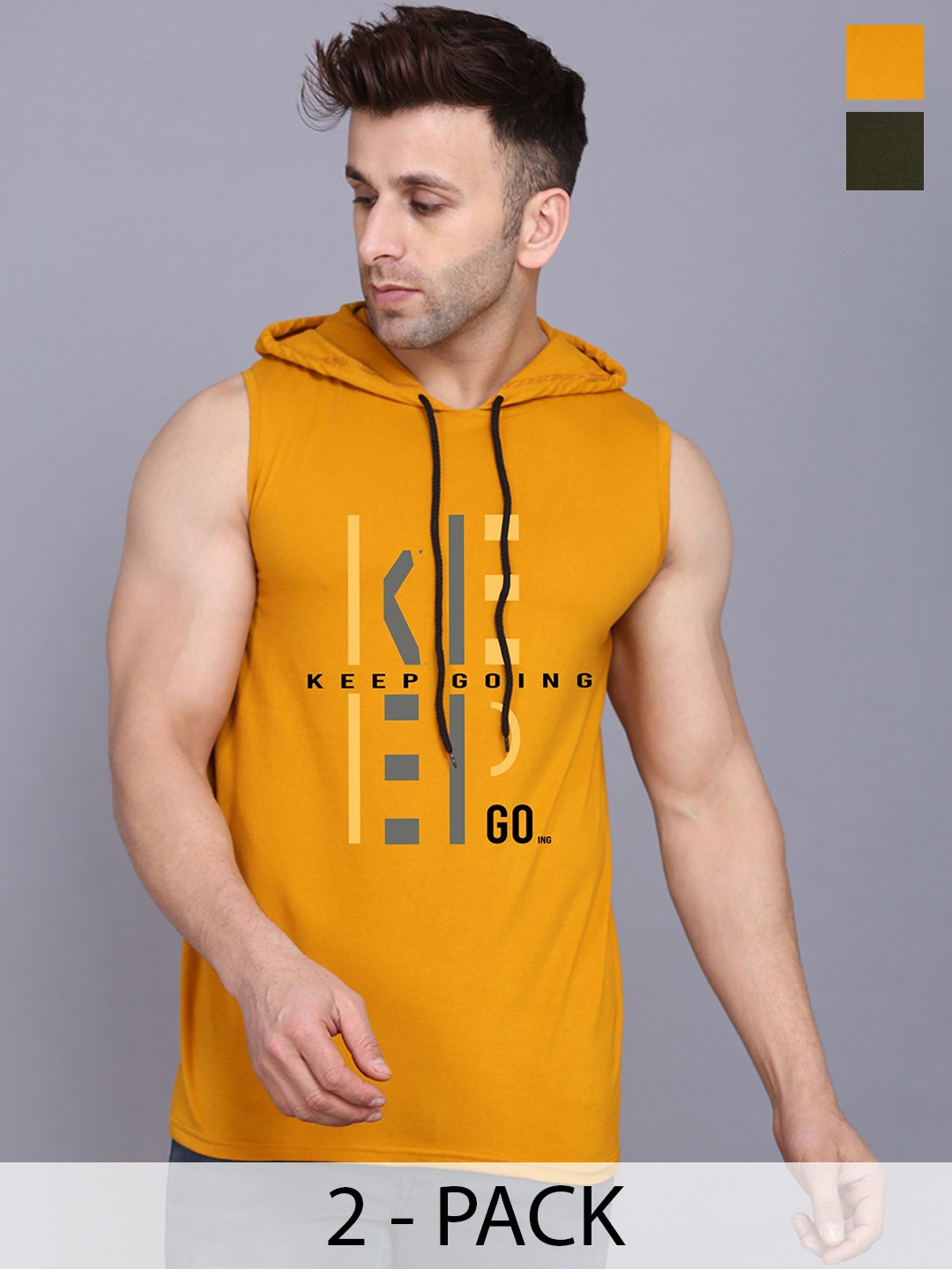 SLOWLORIS Pack of 2 Printed Sleeveless Gym Vests-SL28 COMBO (KEEP MUSTARD) (JUST OLIVE)
SLOWLORIS Pack of 2 Printed Sleeveless Gym Vests-SL28 COMBO (KEEP MUSTARD) (JUST OLIVE)