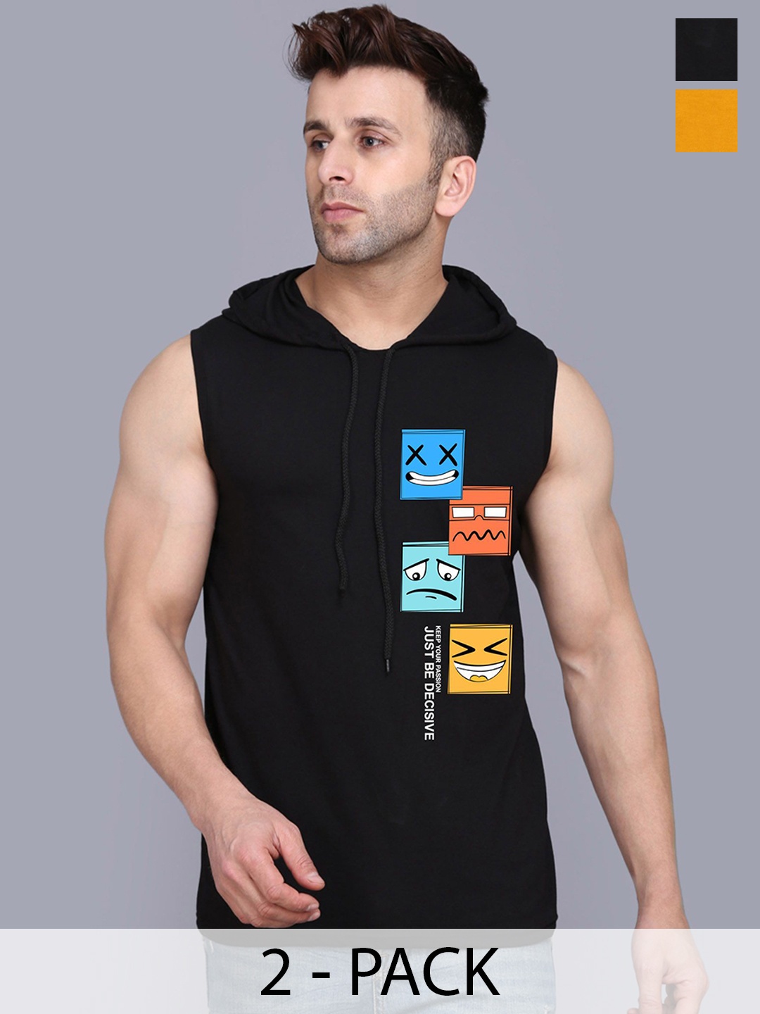 SLOWLORIS Pack Of 2 Printed Sleeveless Gym Vests-SL28 COMBO (KEEP MUSTARD) (JUST BLACK)
SLOWLORIS Pack Of 2 Printed Sleeveless Gym Vests-SL28 COMBO (KEEP MUSTARD) (JUST BLACK)