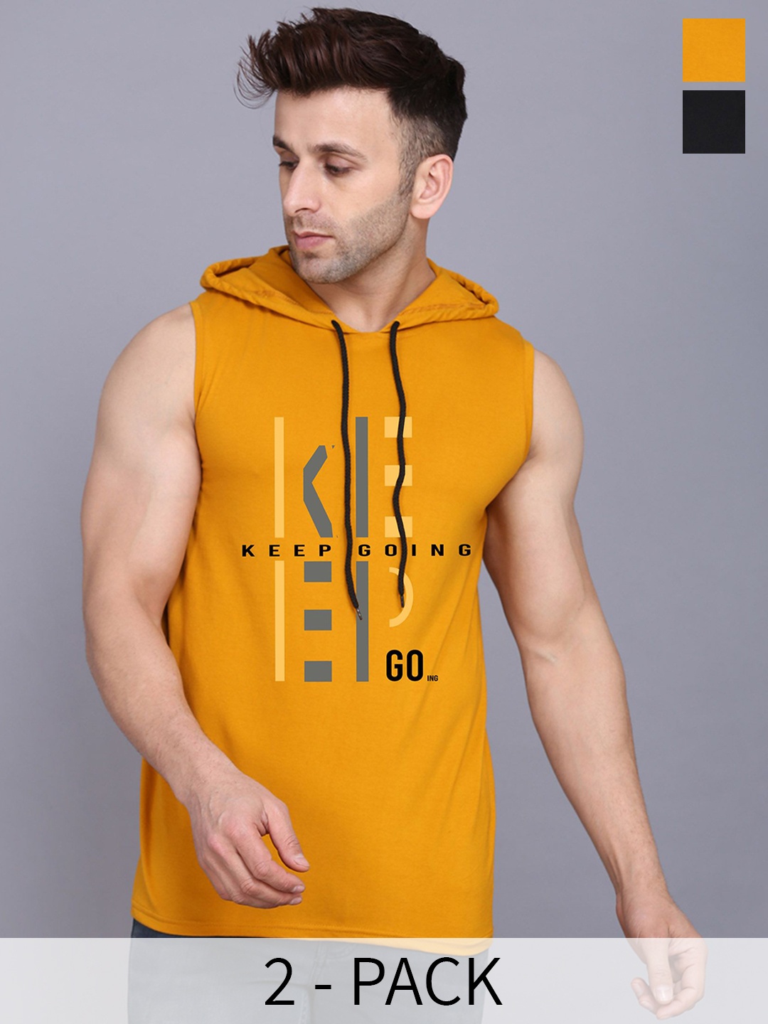 SLOWLORIS Pack of 2 Printed Sleeveless Gym Vests SL28 COMBO (KEEP MUSTARD) (NVR BLACK)
SLOWLORIS Pack of 2 Printed Sleeveless Gym Vests SL28 COMBO (KEEP MUSTARD) (NVR BLACK)