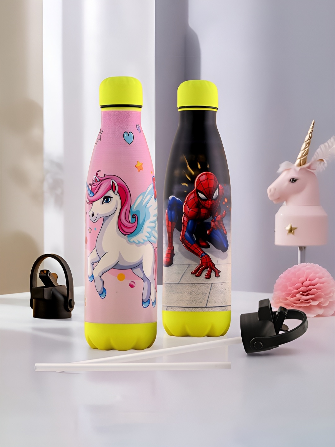 Kuber Industries Pink & Black Set of 2 Stainless Steel Printed Smart Vacuum Water Bottle
Kuber Industries Pink & Black Set of 2 Stainless Steel Printed Smart Vacuum Water Bottle