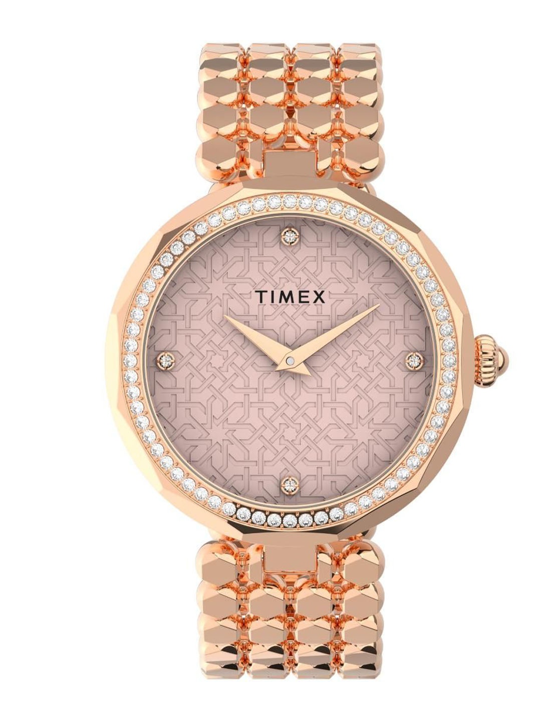 Timex Women Brass Embellished Dial & Stainless Steel Bracelet Style Straps Analogue Watch TW2V02800, Pink
Timex Women Brass Embellished Dial & Stainless Steel Bracelet Style Straps Analogue Watch TW2V02800, Pink
