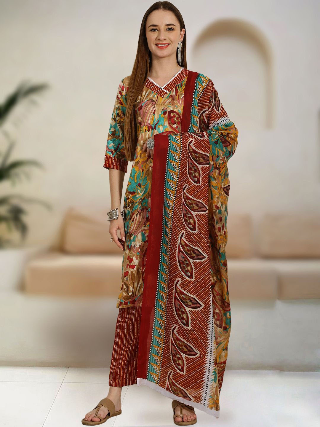 7Threads Women Ethnic Motifs Regular Pure Cotton Kurta with Trousers & With Dupatta, Mustard
7Threads Women Ethnic Motifs Regular Pure Cotton Kurta with Trousers & With Dupatta, Mustard