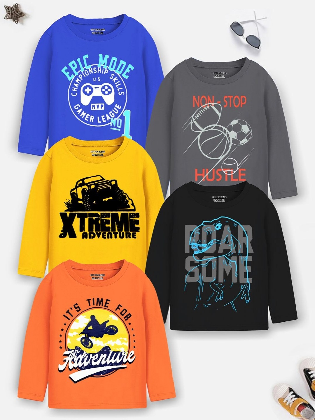 YK X Trampoline Boys Pack Of 5 Graphic Printed Round Neck T-shirts, Orange
YK X Trampoline Boys Pack Of 5 Graphic Printed Round Neck T-shirts, Orange