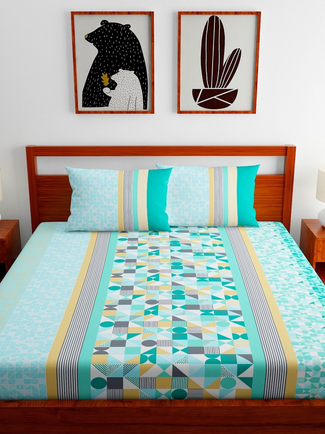 Home Ecstasy Green Geometric Cotton Fitted 140 TC King Bedsheet With 2 Pillow Covers
Home Ecstasy Green Geometric Cotton Fitted 140 TC King Bedsheet With 2 Pillow Covers