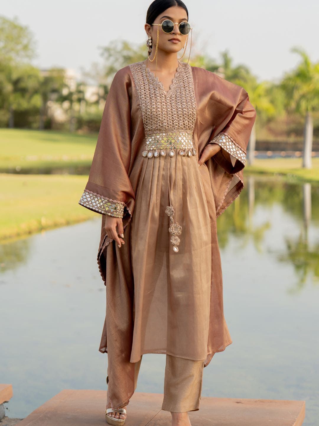 Nikita Vishakha Ethnic Motifs Embroidered Mirror Work Anarkali Kurta with Trousers, Rose gold
Nikita Vishakha Ethnic Motifs Embroidered Mirror Work Anarkali Kurta with Trousers, Rose gold