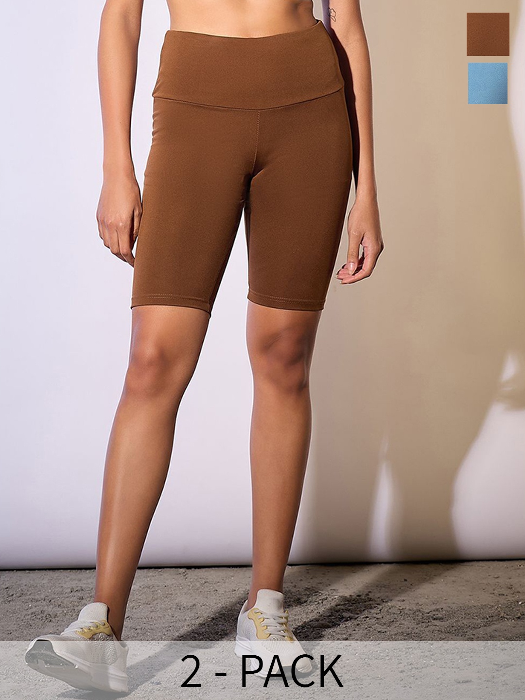 COLOR CAPITAL Women Pack Of 2 Antimicrobial Slim-Fit Above-knee Length Gym Tights, Brown
COLOR CAPITAL Women Pack Of 2 Antimicrobial Slim-Fit Above-knee Length Gym Tights, Brown
