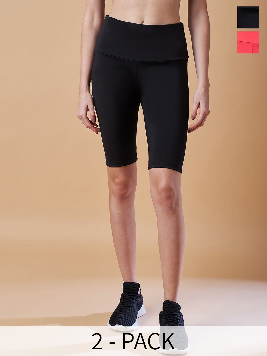 COLOR CAPITAL Women Pack Of 2 Above Knee Length Antimicrobial Gym Tights, Black
COLOR CAPITAL Women Pack Of 2 Above Knee Length Antimicrobial Gym Tights, Black