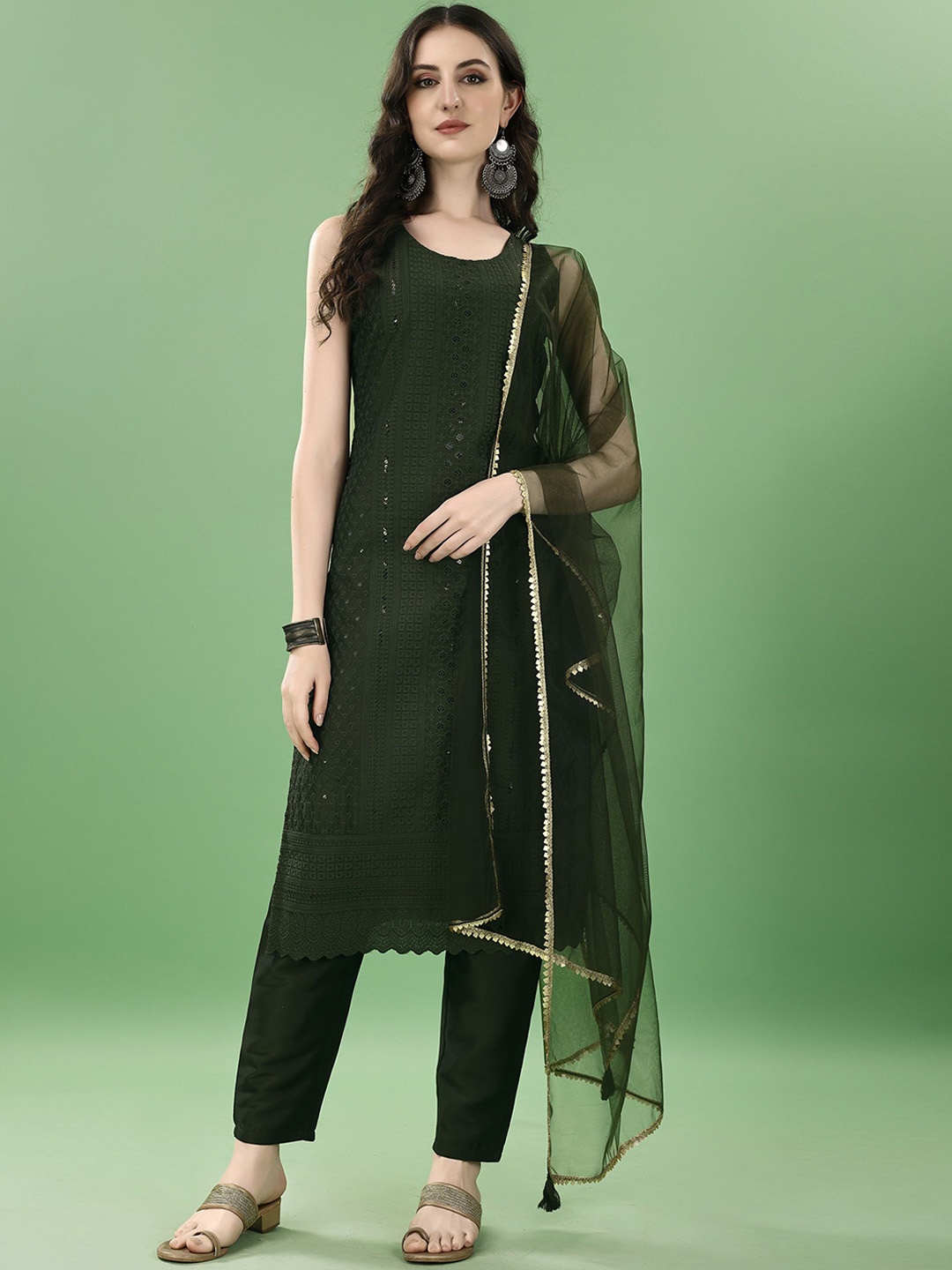 Shopping Queen Embroidered Sequinned Straight Kurta with Pyjamas & With Dupatta, Green
Shopping Queen Embroidered Sequinned Straight Kurta with Pyjamas & With Dupatta, Green