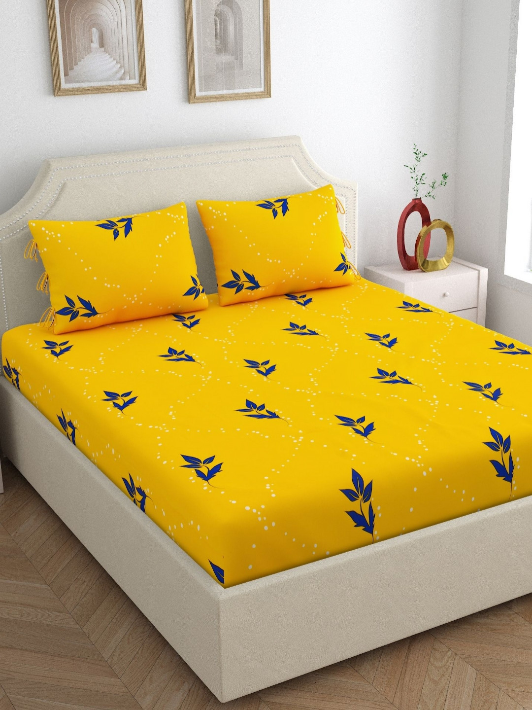 Home Ecstasy Yellow & Blue Floral 140 TC Pure Cotton Queen Bedsheet With 2 Pillow Covers
Home Ecstasy Yellow & Blue Floral 140 TC Pure Cotton Queen Bedsheet With 2 Pillow Covers