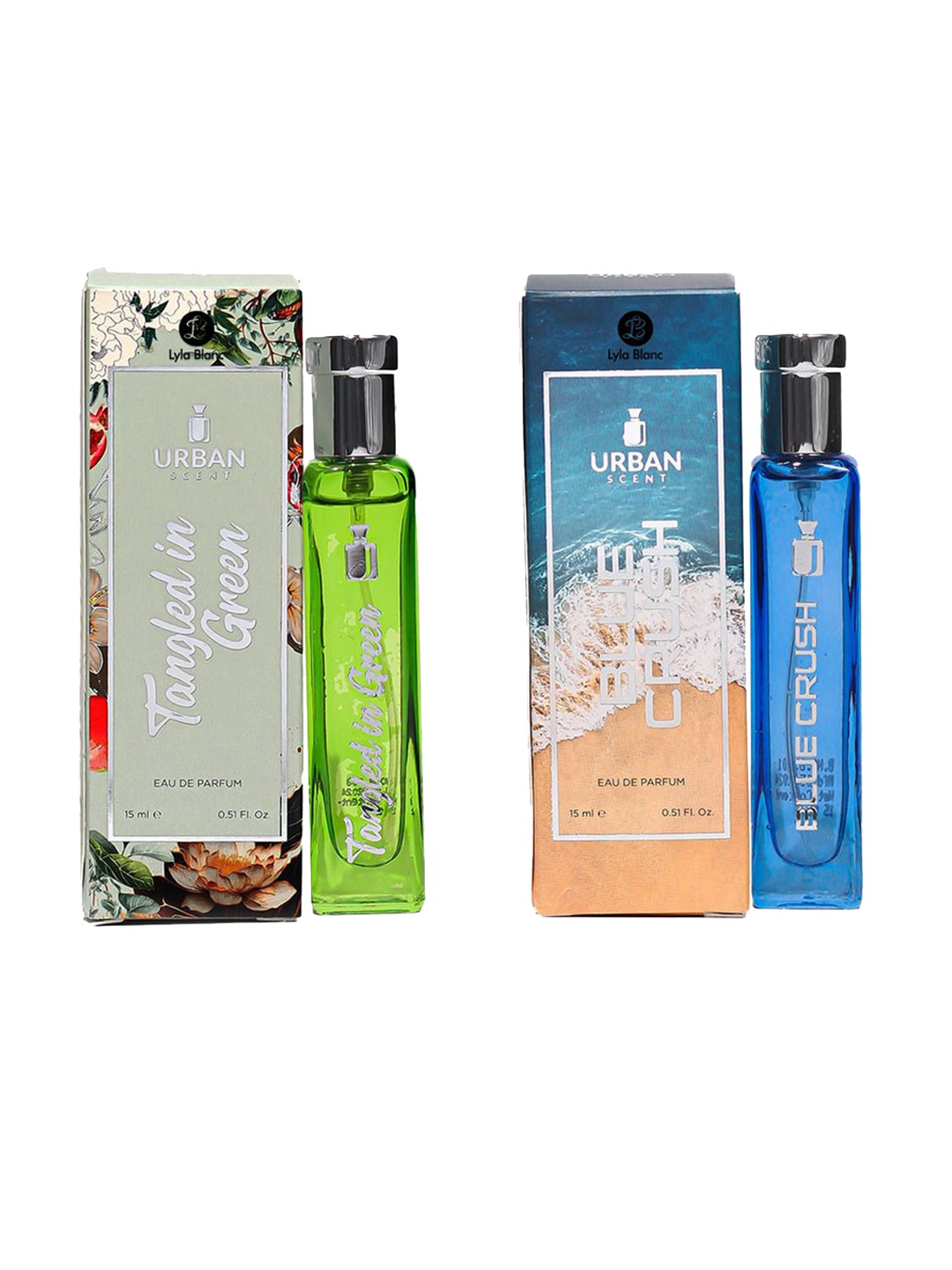 Lyla Blanc Urban Scent Tangled In Green & Blue Crush Set Of 2 Eau De Parfum - 15ml Each, Lime green
Lyla Blanc Urban Scent Tangled In Green & Blue Crush Set Of 2 Eau De Parfum - 15ml Each, Lime green
