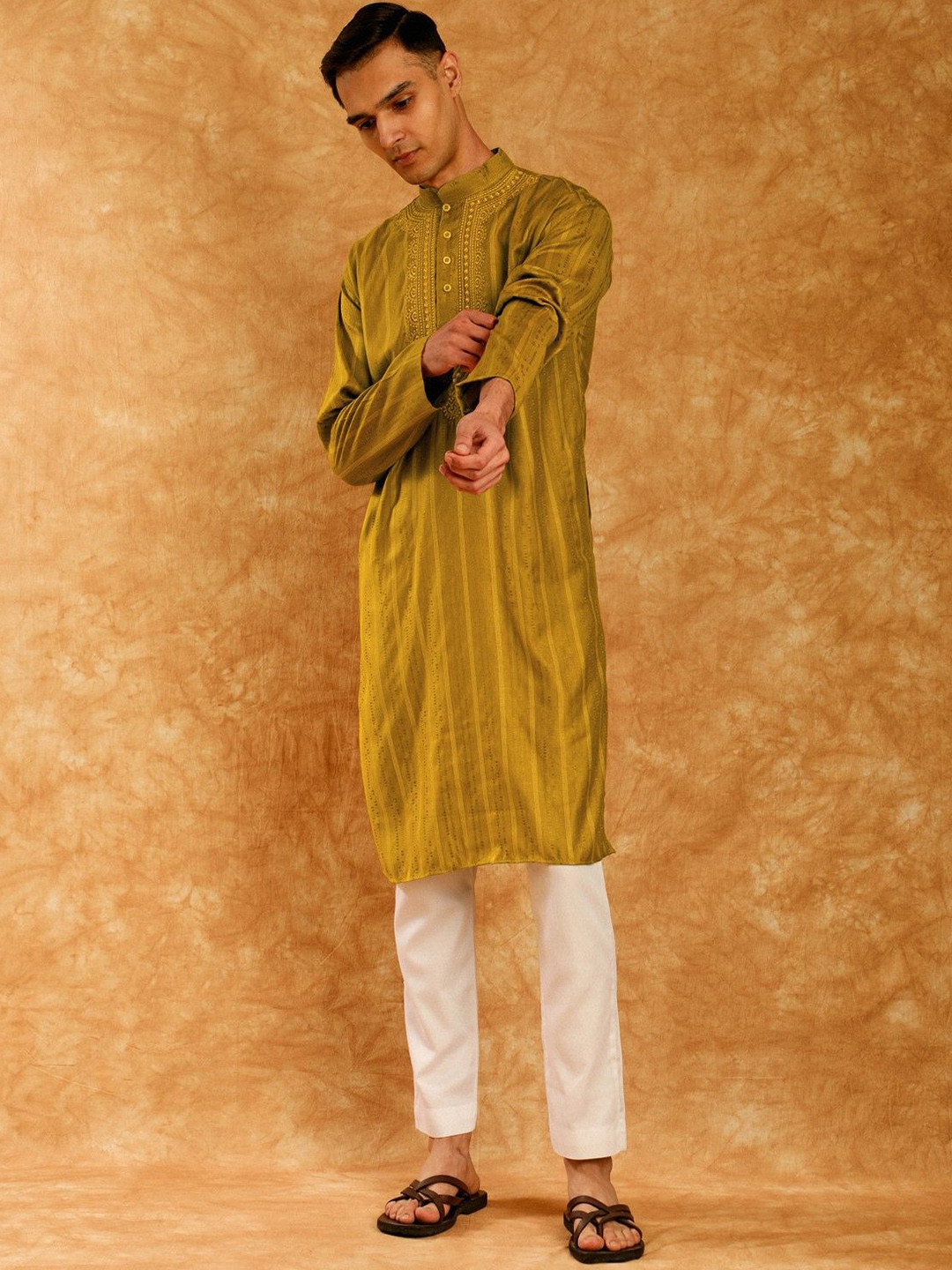 House of Chikankari Embroidered Woven Kurta, Mustard
House of Chikankari Embroidered Woven Kurta, Mustard