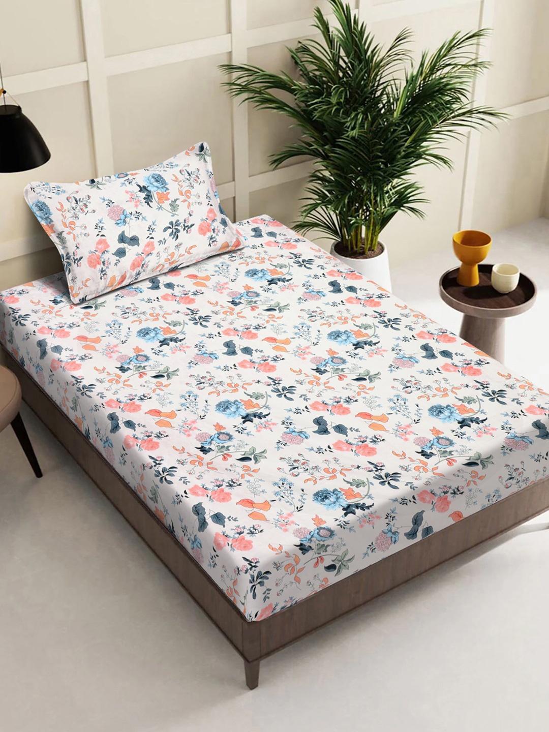 FABINALIV White & Pink Floral Printed 300 TC Single Bedsheet With 1 Pillow Cover
FABINALIV White & Pink Floral Printed 300 TC Single Bedsheet With 1 Pillow Cover