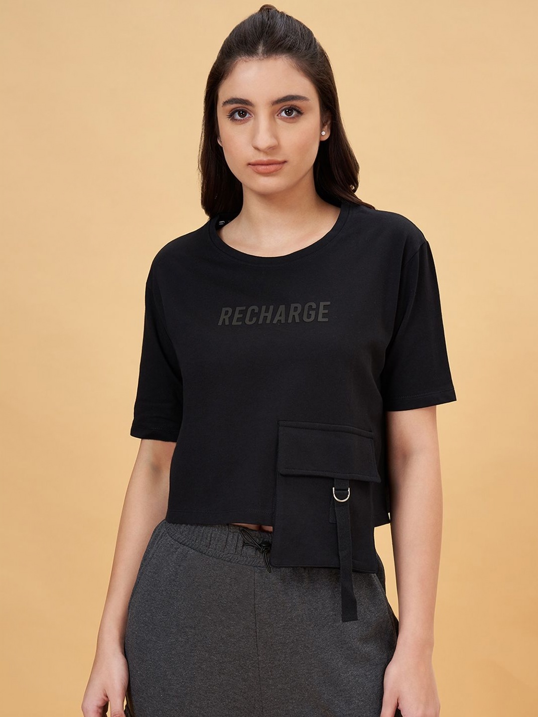 Ajile by Pantaloons Women Typography Solid Round Neck Cotton Oversized T-shirt, Black
Ajile by Pantaloons Women Typography Solid Round Neck Cotton Oversized T-shirt, Black