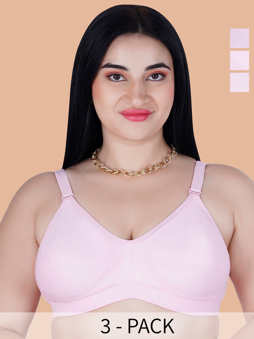 Souminie Pack Of 3 Full Coverage Non Padded Cotton Everyday Bra- All Day Comfort, Pink
Souminie Pack Of 3 Full Coverage Non Padded Cotton Everyday Bra- All Day Comfort, Pink