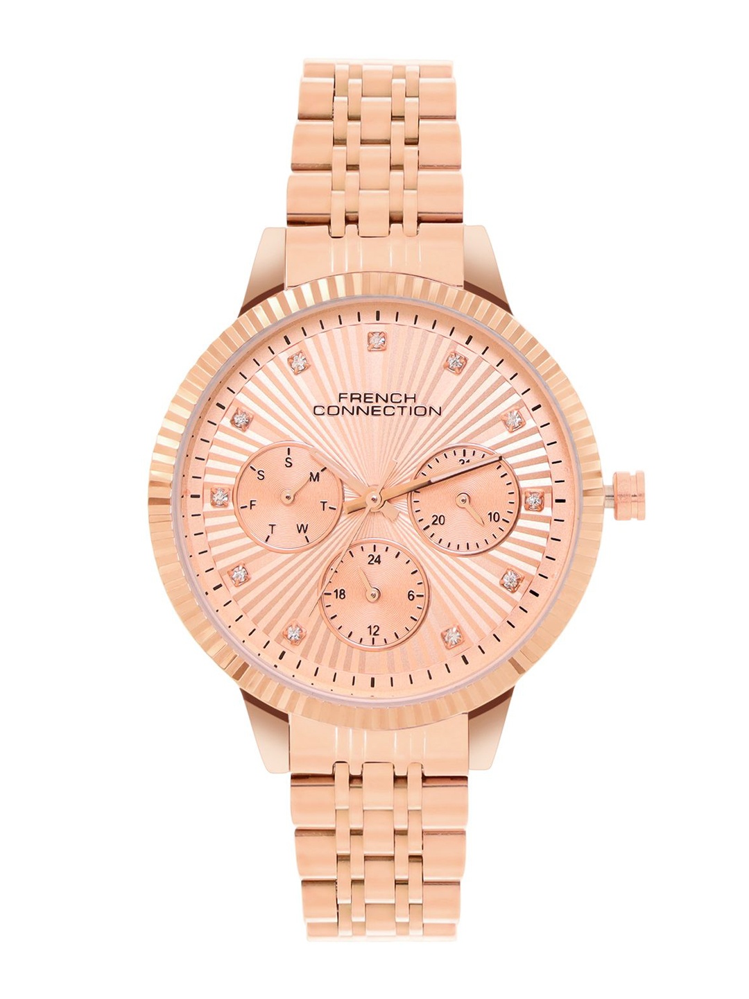 French Connection Women Embellished Dial & Bracelet Style Straps Analogue Watch FCN072RGM, Rose gold
French Connection Women Embellished Dial & Bracelet Style Straps Analogue Watch FCN072RGM, Rose gold