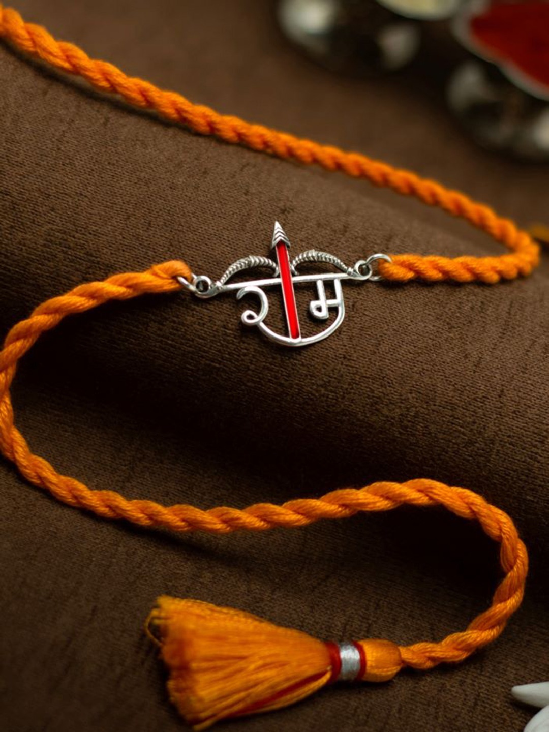 Meenakari Heritage Jewellery 92.5 Sterling Silver Rakhi With Roli Chawal & Greeting Card, Orange
Meenakari Heritage Jewellery 92.5 Sterling Silver Rakhi With Roli Chawal & Greeting Card, Orange
