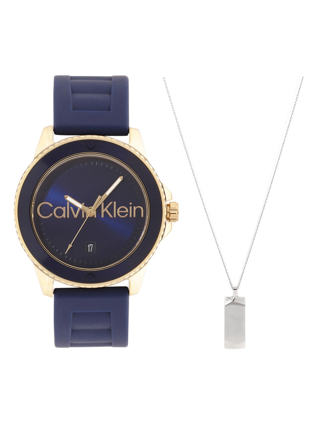 Calvin Klein Men Aqueous Watch with Necklace Gift Set - CKWNES8, Navy blue
Calvin Klein Men Aqueous Watch with Necklace Gift Set - CKWNES8, Navy blue