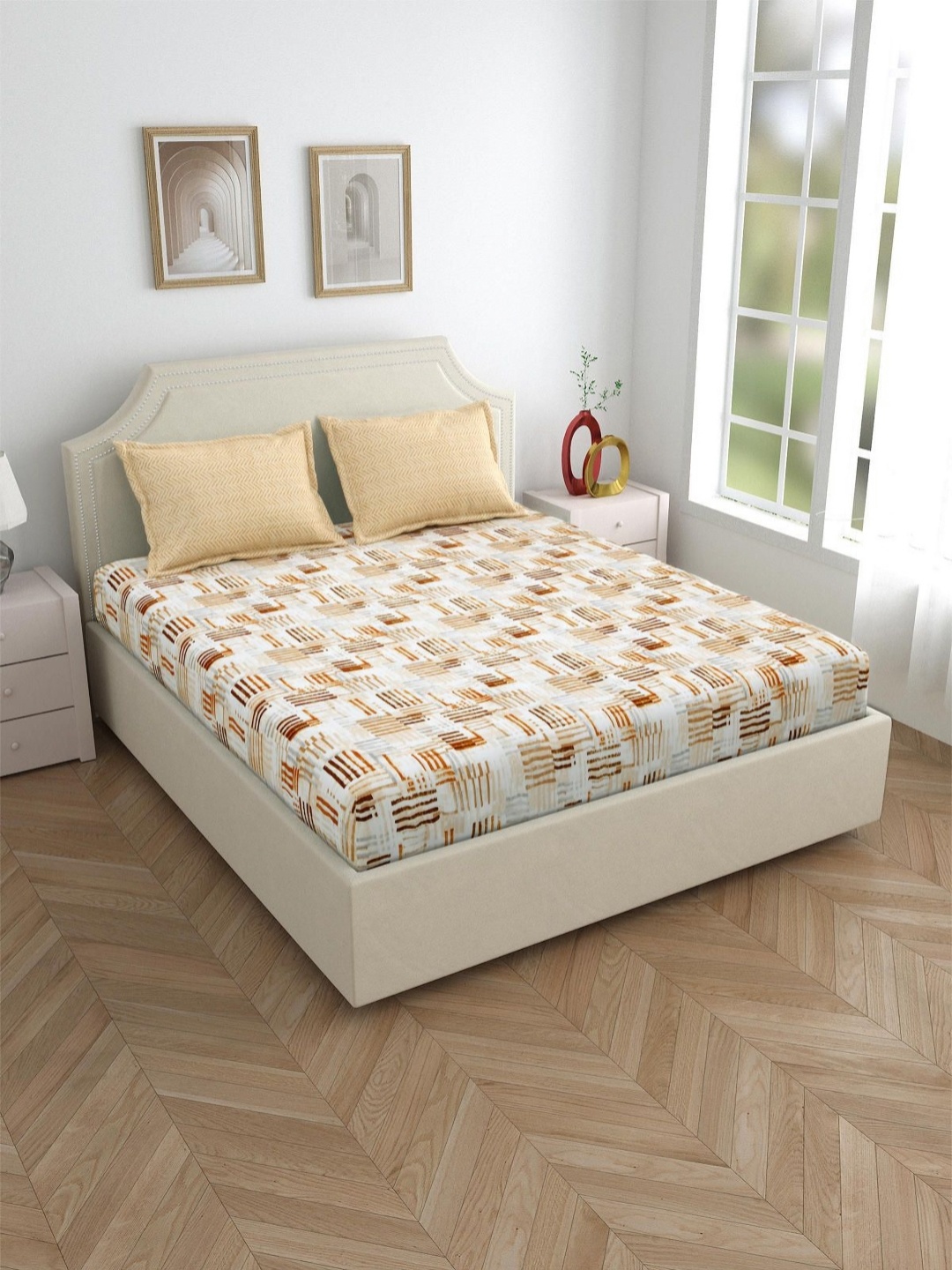 Salona Bichona White & Brown Printed 144 TC Pure Cotton King Bedsheet with 2 Pillow Covers
Salona Bichona White & Brown Printed 144 TC Pure Cotton King Bedsheet with 2 Pillow Covers