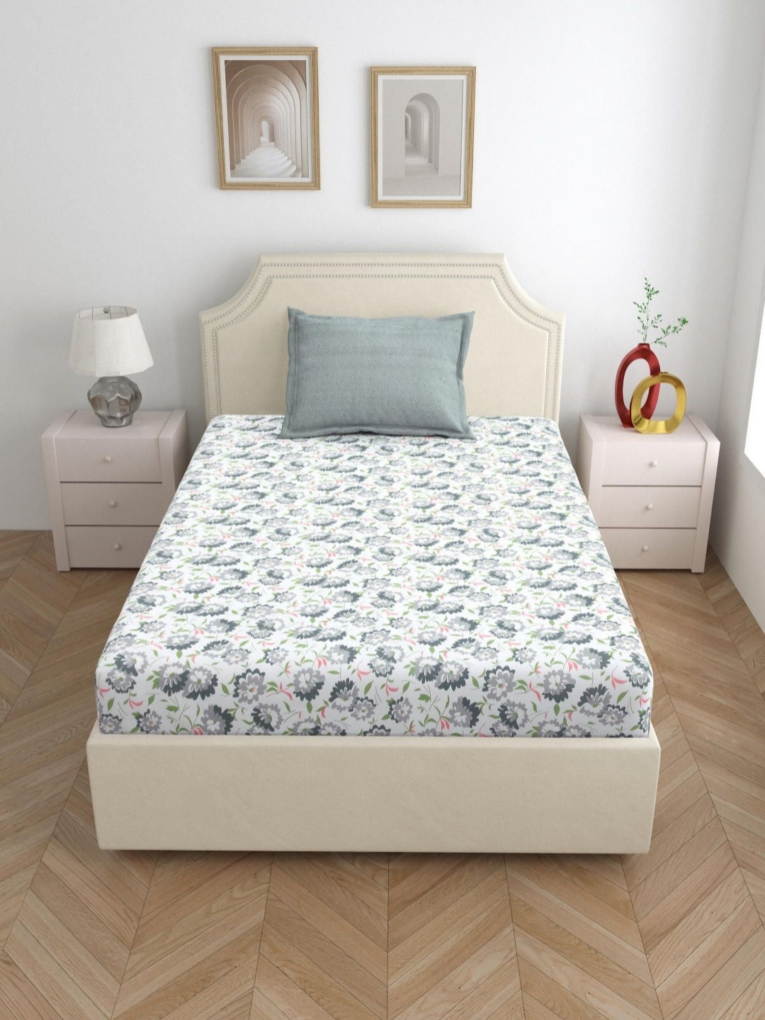 Salona Bichona Grey & White Floral Cotton 144 TC Single Bedsheet with 1 Pillow Covers
Salona Bichona Grey & White Floral Cotton 144 TC Single Bedsheet with 1 Pillow Covers