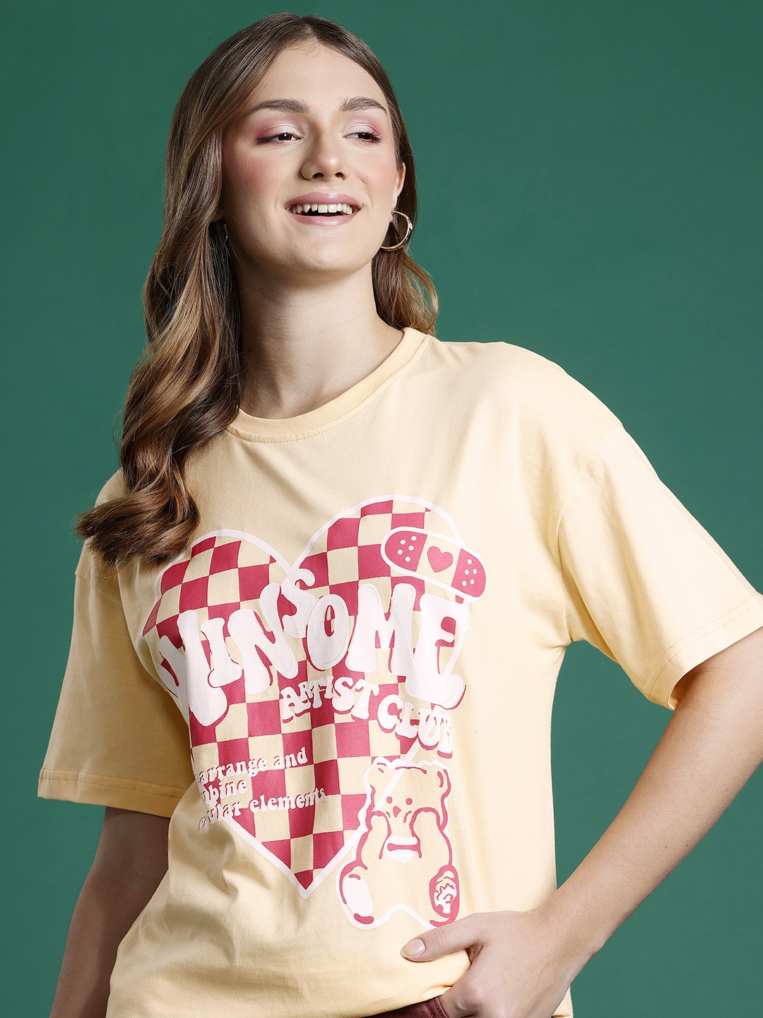 DressBerry Women Pure Cotton Graphic Printed Drop-Shoulder Sleeves T-shirt, Cream
DressBerry Women Pure Cotton Graphic Printed Drop-Shoulder Sleeves T-shirt, Cream