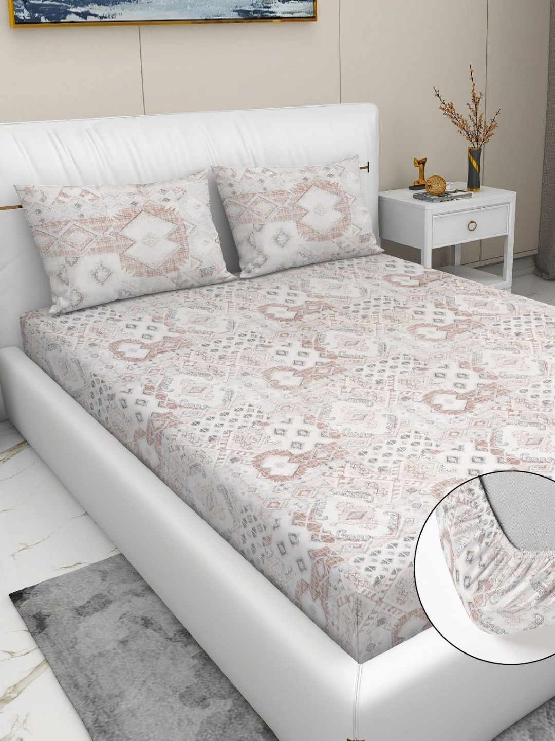 RD TREND Rust Brown Printed 210 TC Pure Cotton Fitted King Bedsheet & 2 Pillow Covers
RD TREND Rust Brown Printed 210 TC Pure Cotton Fitted King Bedsheet & 2 Pillow Covers