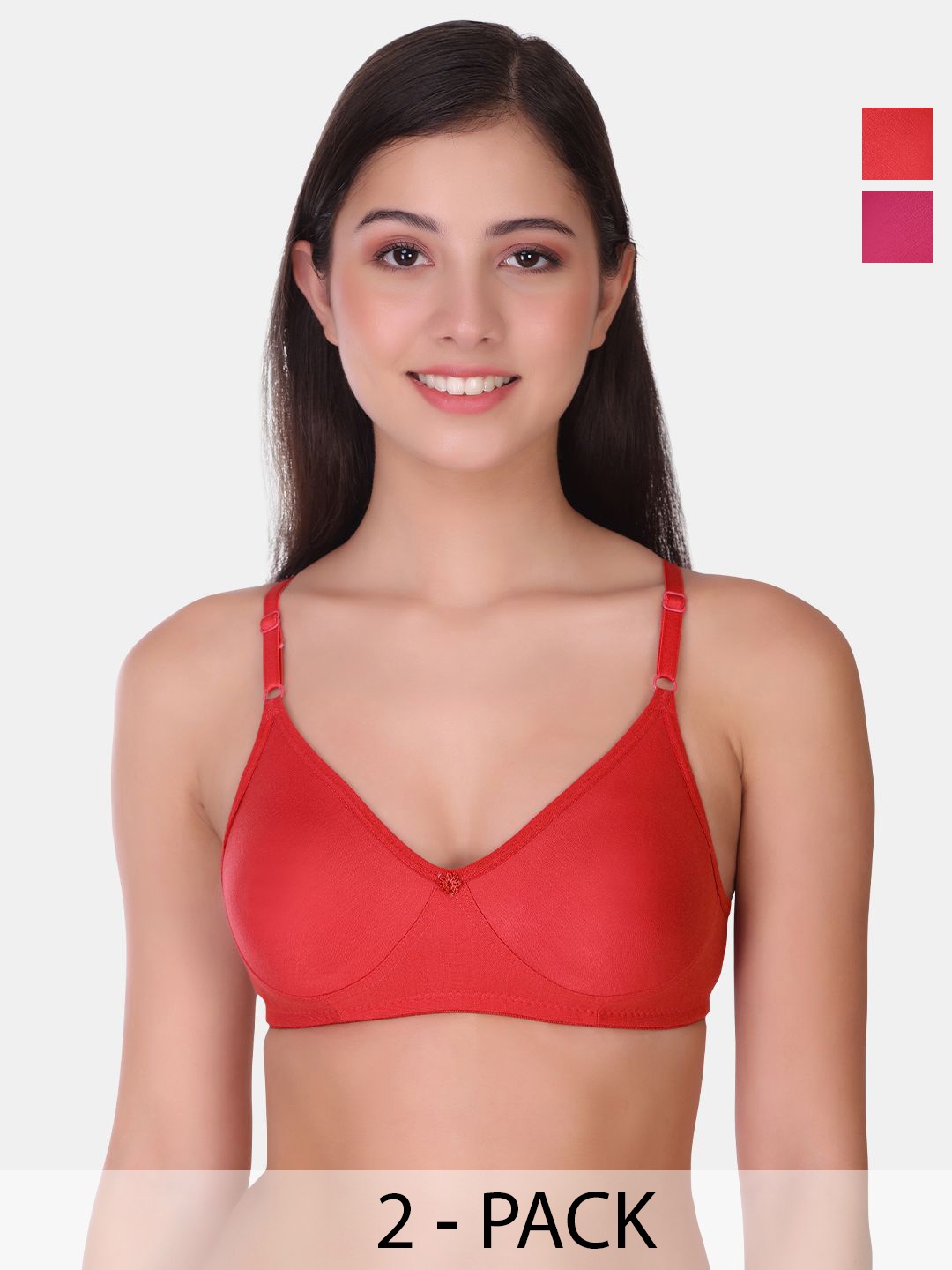 POOJA RAGENEE Pack Of 2 Full Coverage Cotton T-shirt Bra With All Day Comfort, Magenta
POOJA RAGENEE Pack Of 2 Full Coverage Cotton T-shirt Bra With All Day Comfort, Magenta