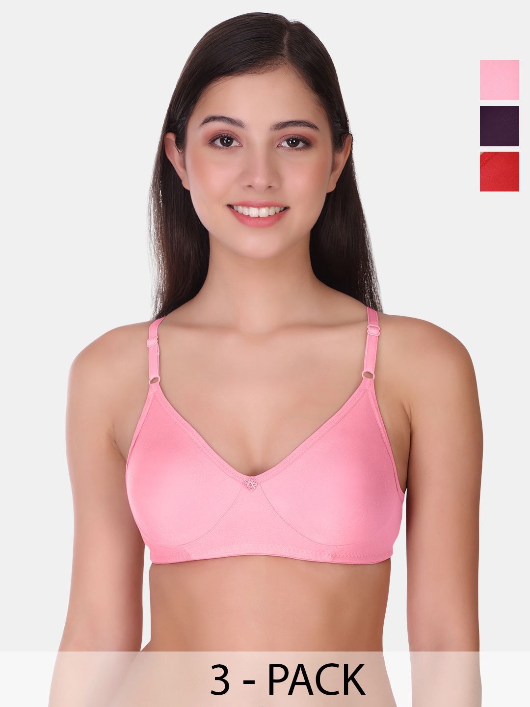 POOJA RAGENEE Pack Of 3 Full Coverage Cotton T-shirt Bra With All Day Comfort, Pink
POOJA RAGENEE Pack Of 3 Full Coverage Cotton T-shirt Bra With All Day Comfort, Pink