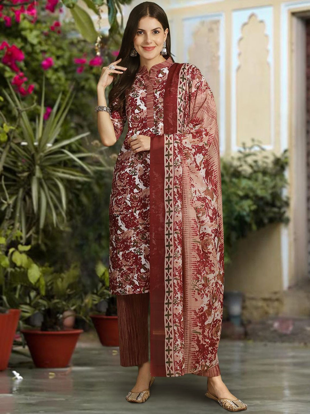 7Threads Floral Printed Mandarin Collar Pure Cotton Straight Kurta with Trousers & Dupatta, Maroon
7Threads Floral Printed Mandarin Collar Pure Cotton Straight Kurta with Trousers & Dupatta, Maroon