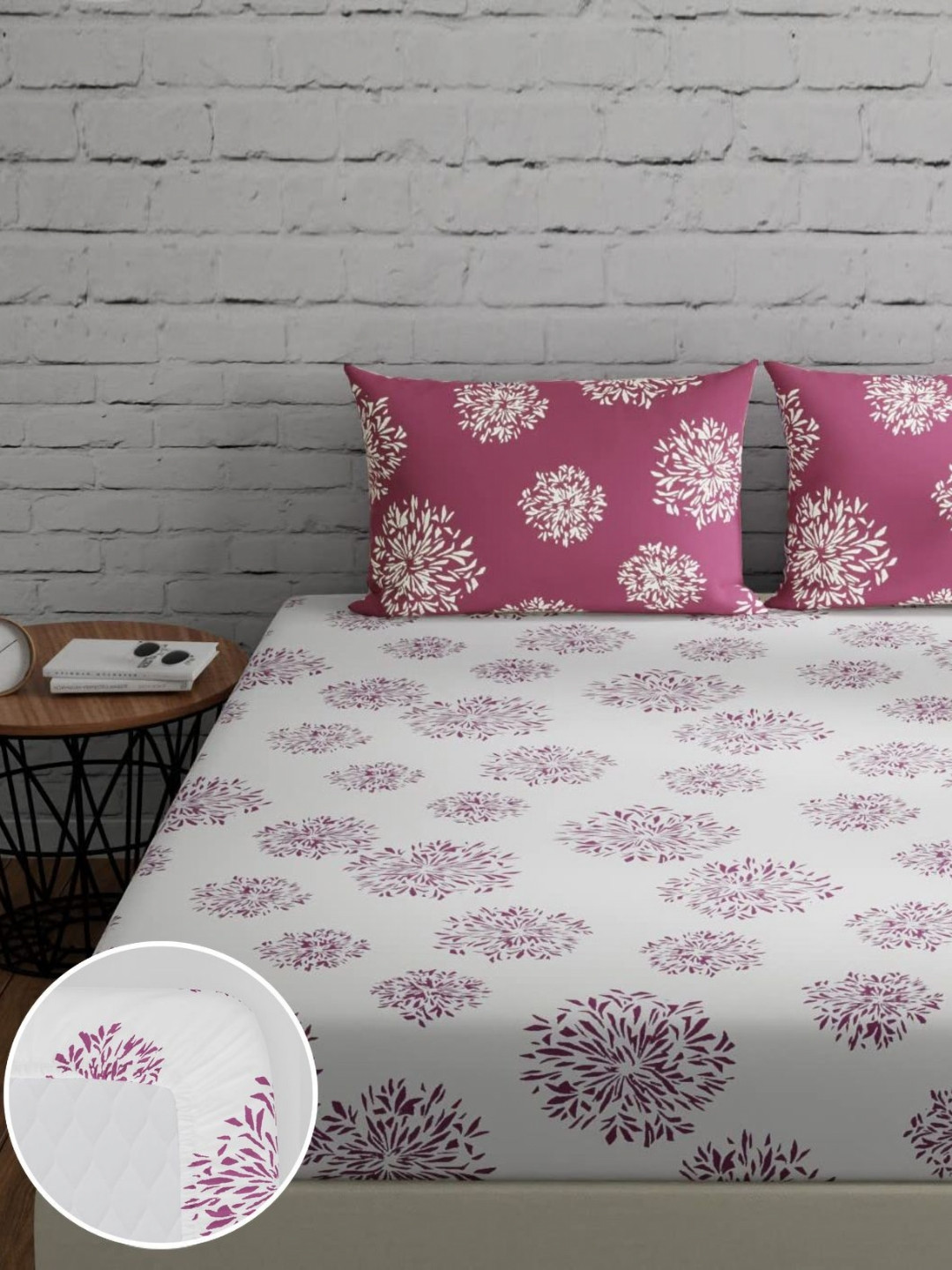 Huesland White & Pink Printed Cotton 144 TC King Fitted Bedsheet With 2 Pillow Covers
Huesland White & Pink Printed Cotton 144 TC King Fitted Bedsheet With 2 Pillow Covers