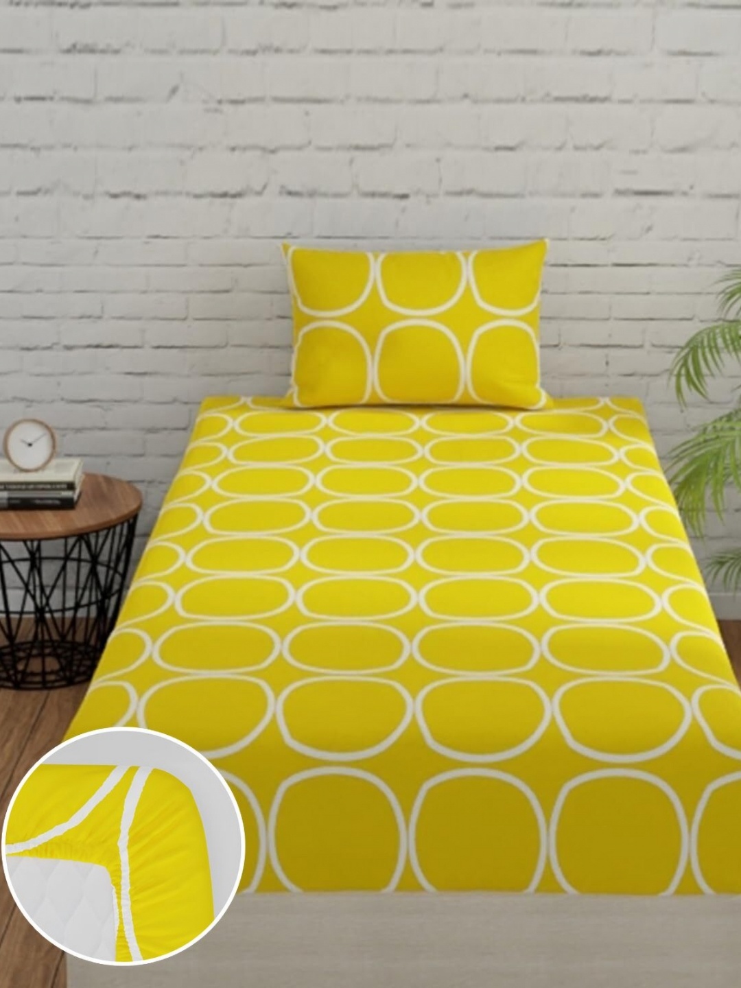 Huesland Yellow Geometric Printed Cotton 144 TC Single Fitted Bedsheet & 1 Pillow Cover
Huesland Yellow Geometric Printed Cotton 144 TC Single Fitted Bedsheet & 1 Pillow Cover