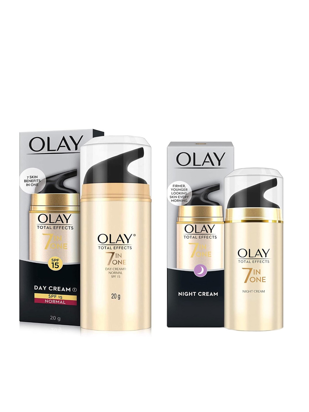 Olay Total Effects Set of SPF15 Day Cream & Night Cream - 20 g each, Gold
Olay Total Effects Set of SPF15 Day Cream & Night Cream - 20 g each, Gold