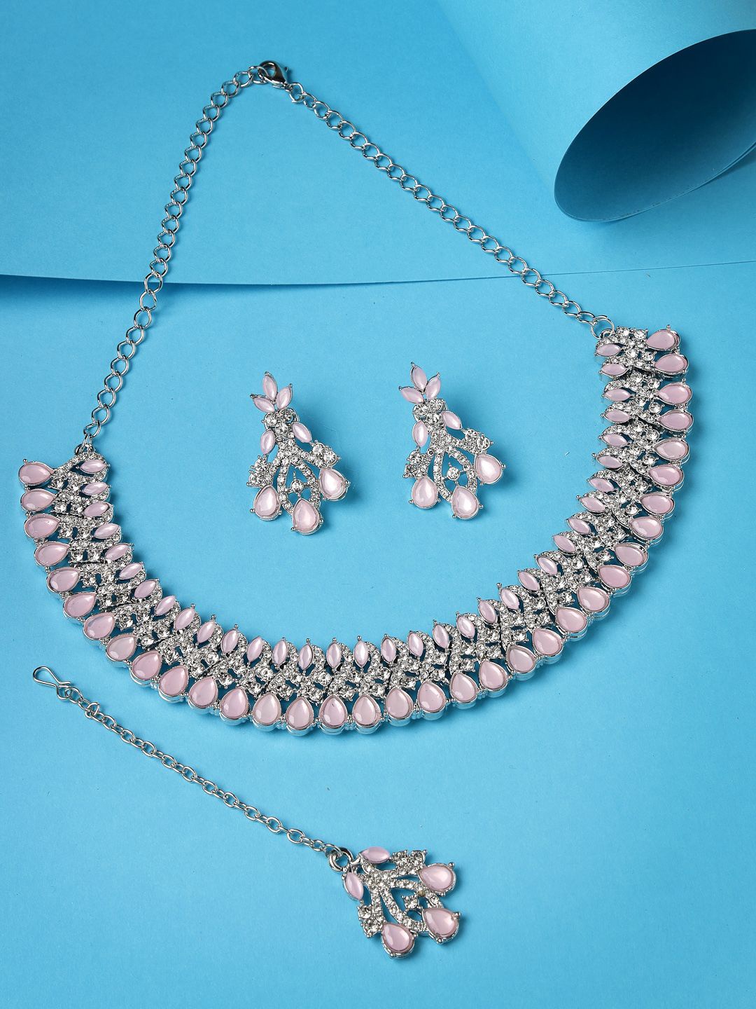 Sukkhi Rhodium Plated American Diamond Stone Studded & Beaded Details Jewellery Set, Silver
Sukkhi Rhodium Plated American Diamond Stone Studded & Beaded Details Jewellery Set, Silver