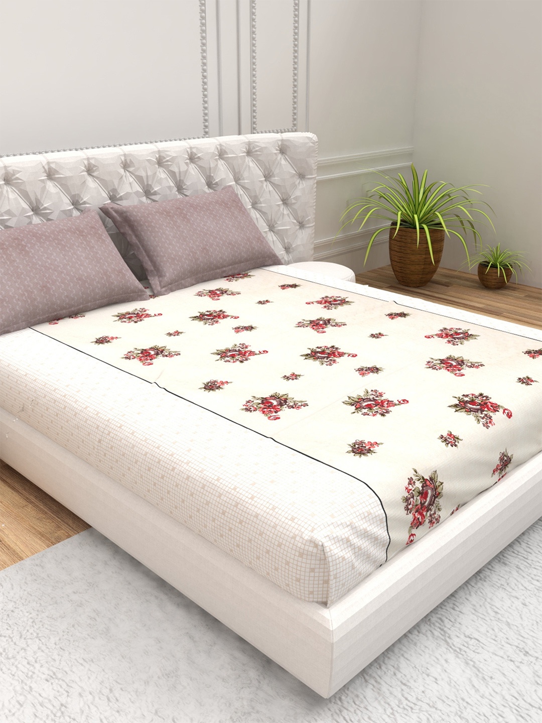 THE WHITE MOSS White & Pink Floral 140 TC Pure Cotton Queen Bedsheet with 2 Pillow Covers
THE WHITE MOSS White & Pink Floral 140 TC Pure Cotton Queen Bedsheet with 2 Pillow Covers