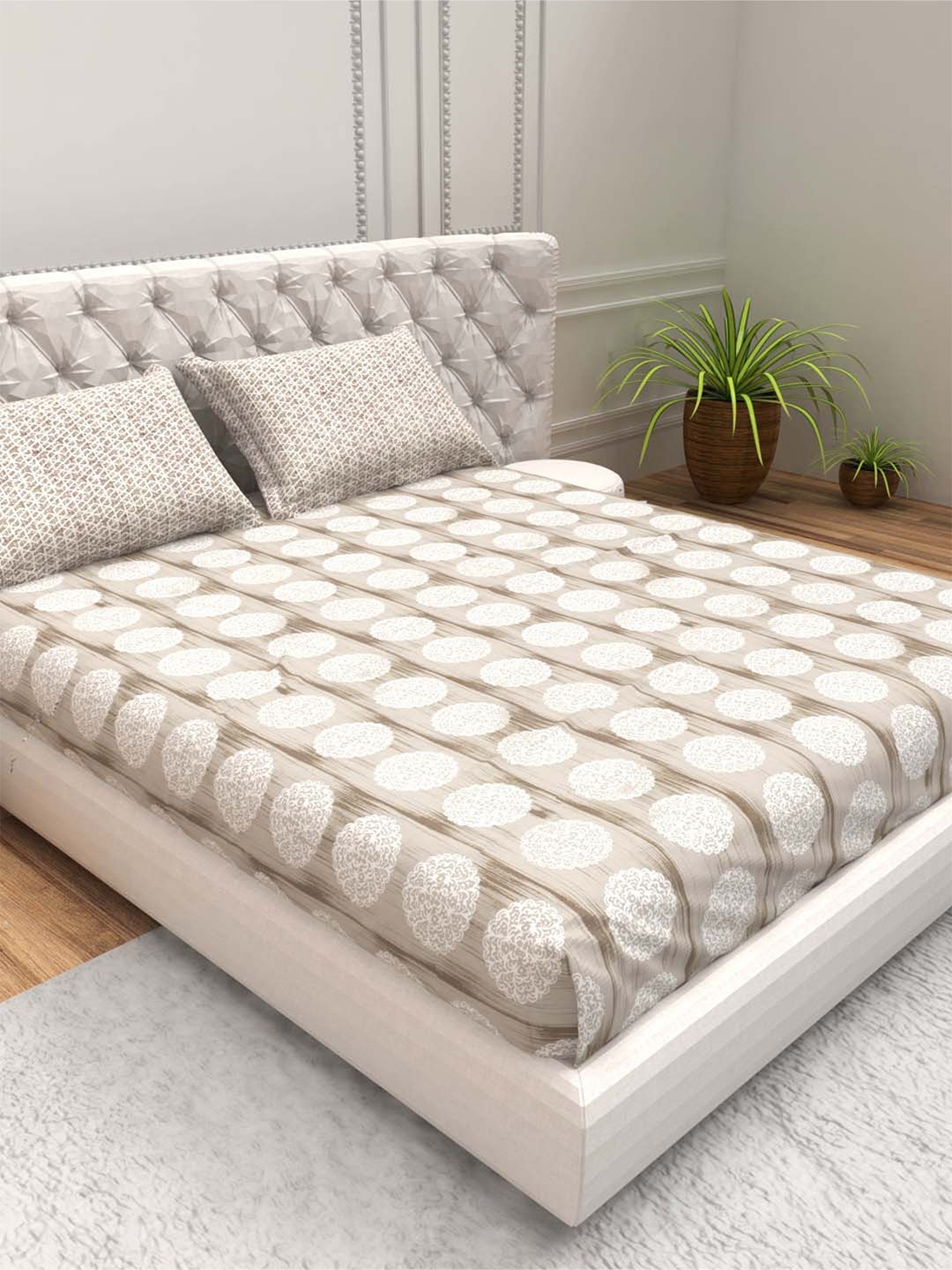 THE WHITE MOSS Beige Geometric 140 TC Pure Cotton Queen Bedsheet with 2 Pillow Covers
THE WHITE MOSS Beige Geometric 140 TC Pure Cotton Queen Bedsheet with 2 Pillow Covers