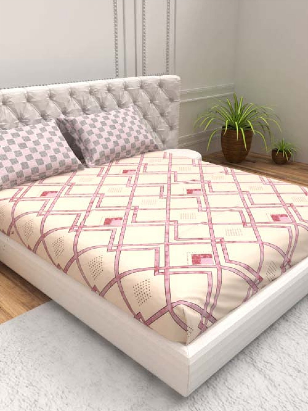 THE WHITE MOSS Beige Geometric 140 TC Pure Cotton Queen Bedsheet with 2 Pillow Covers
THE WHITE MOSS Beige Geometric 140 TC Pure Cotton Queen Bedsheet with 2 Pillow Covers