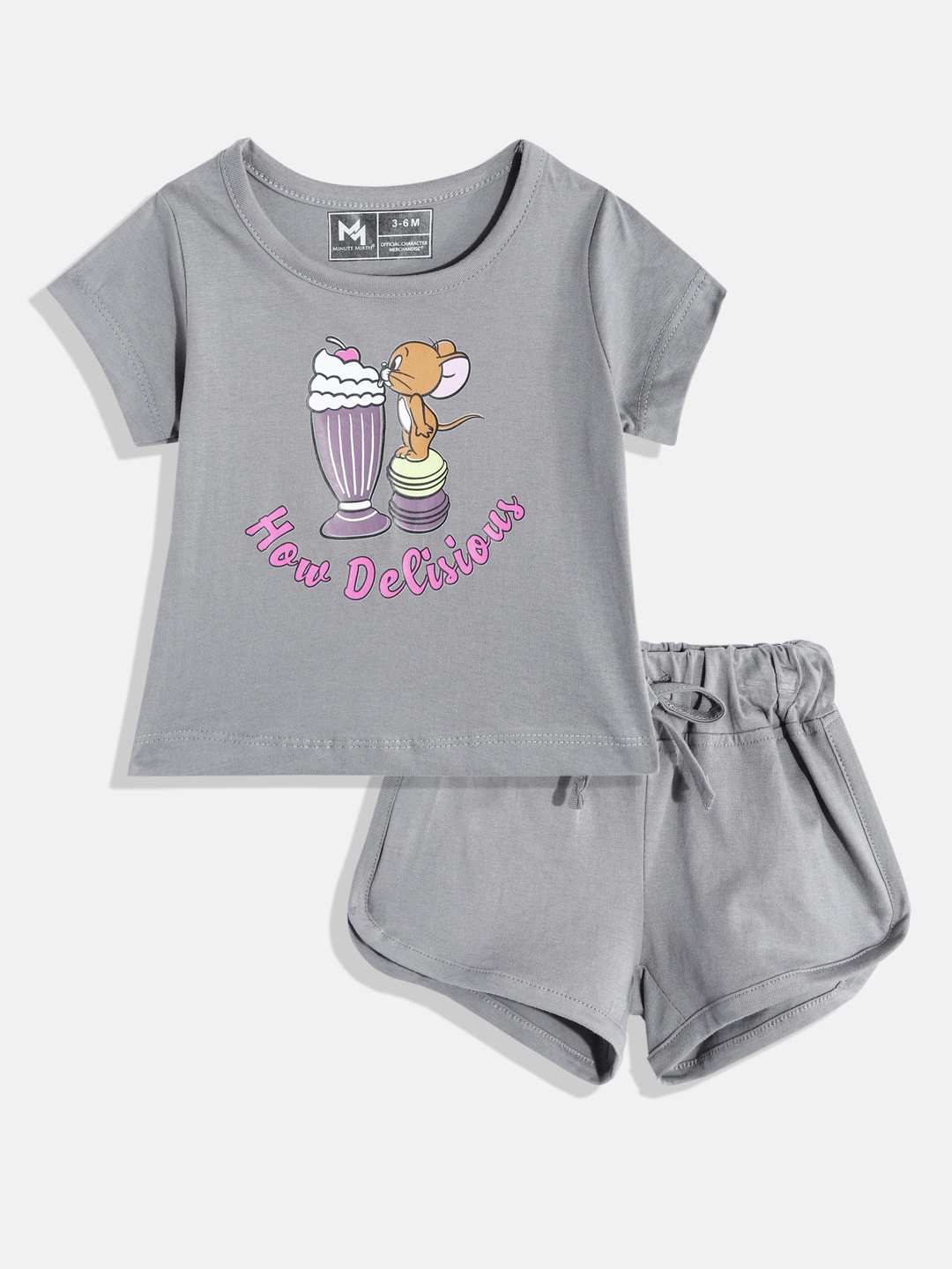 YK X Minute Mirth Girls Infant Printed Pure Cotton Tshirt with Shorts, Charcoal
YK X Minute Mirth Girls Infant Printed Pure Cotton Tshirt with Shorts, Charcoal